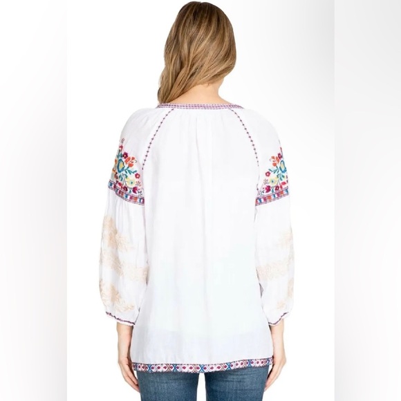 Johnny Was Allegra Embroidered Peasant Blouse Size Large - Picture 2 of 11